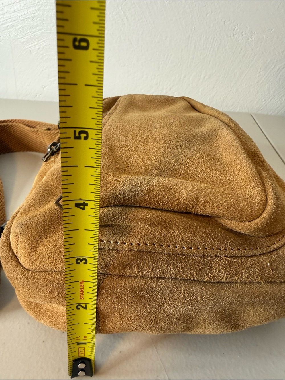 Free People Suede Sling Bag Crossbody Chest Pack Camel Tan Leather - Picture 7 of 14